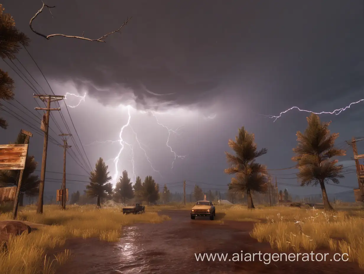 Гроза молния в игре Rust природа без машин без домов
