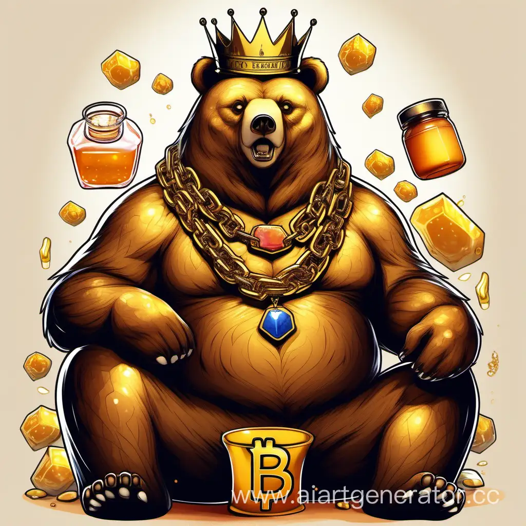 Royal-Bear-with-Crown-Enjoying-Crypto-Honey-Feast