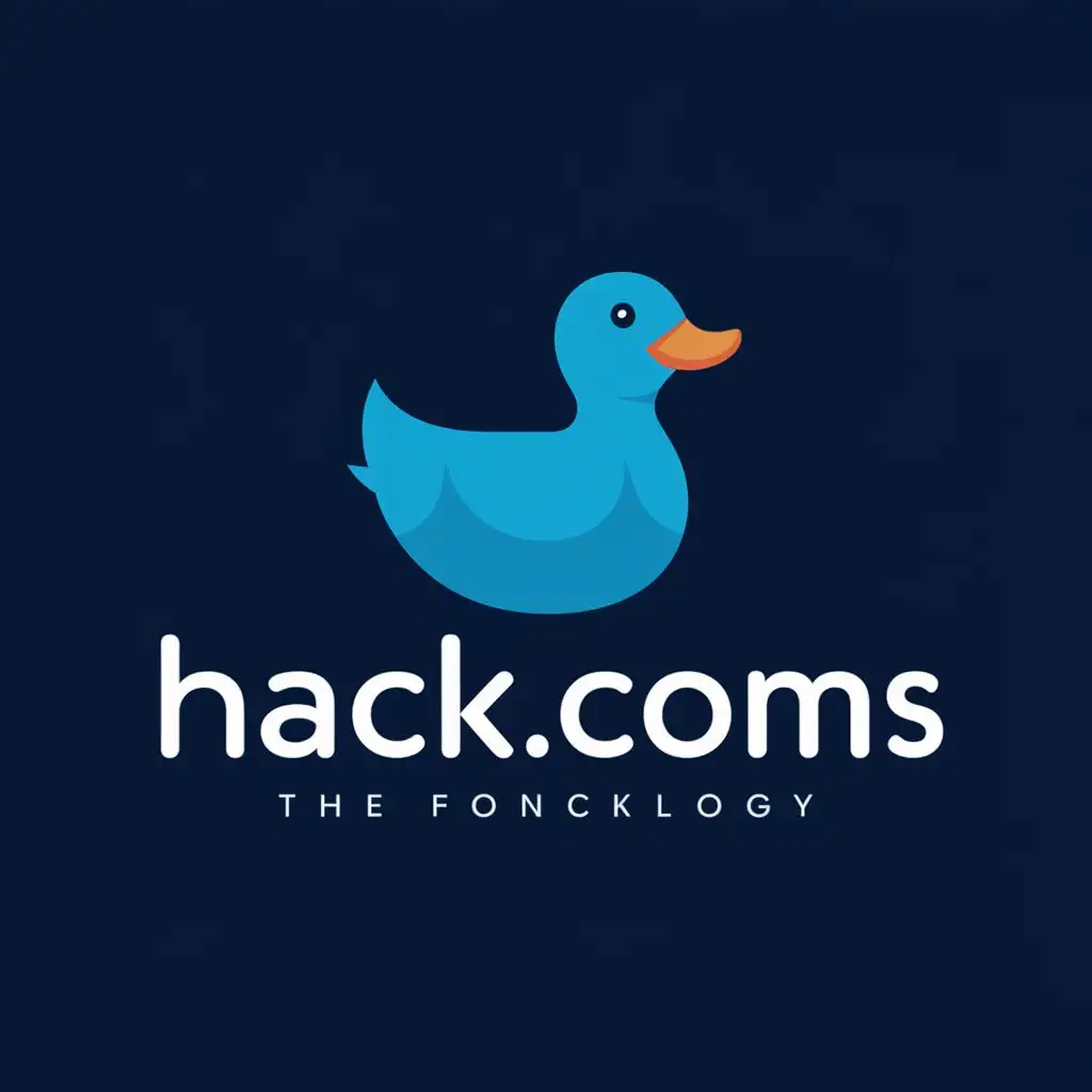 logo, blue duck, with the text "Hack.coms", typography, be used in Technology industry