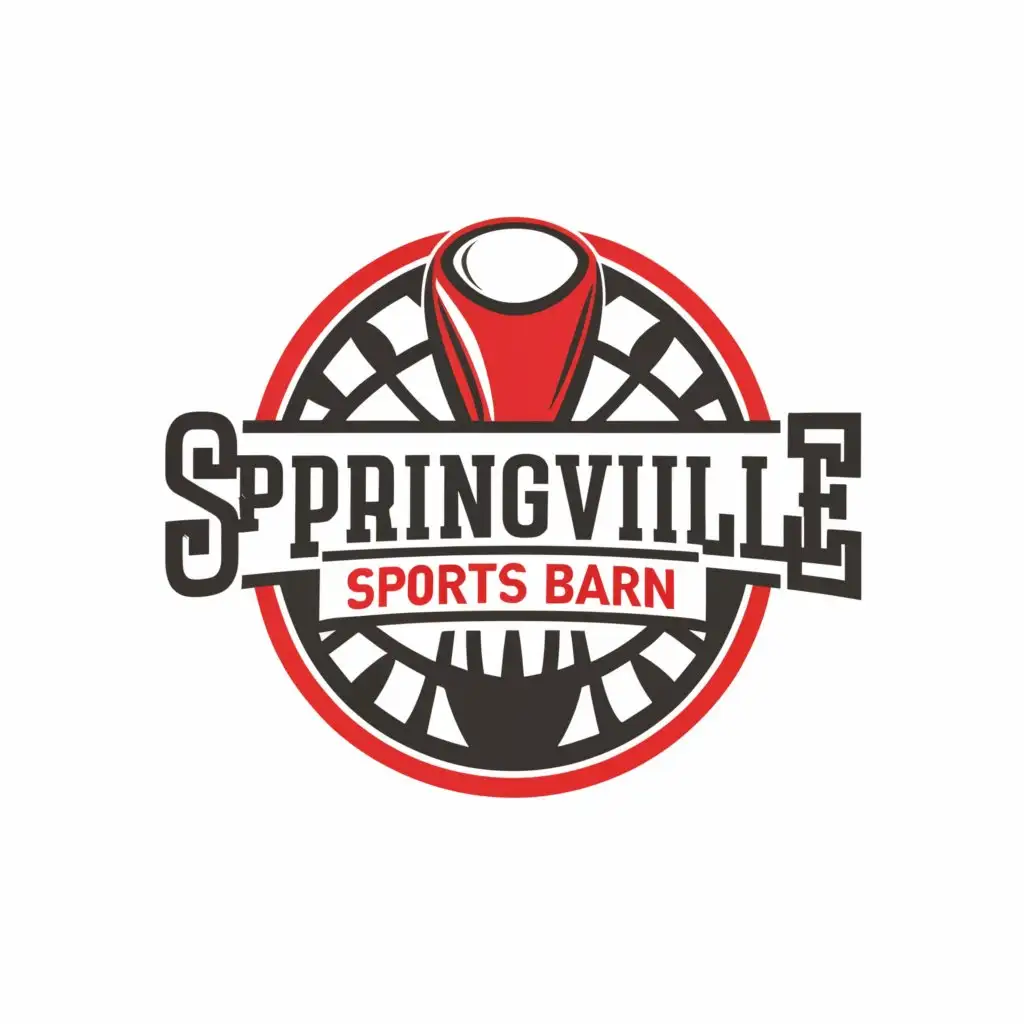 LOGO-Design-for-Springville-Sports-Barn-Vibrant-Typography-with-Dynamic-Stadium-Emblem