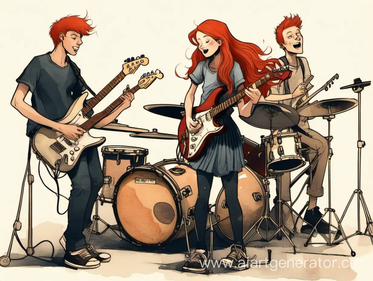 Musical-Trio-with-RedHaired-Guitarist-and-Drummer