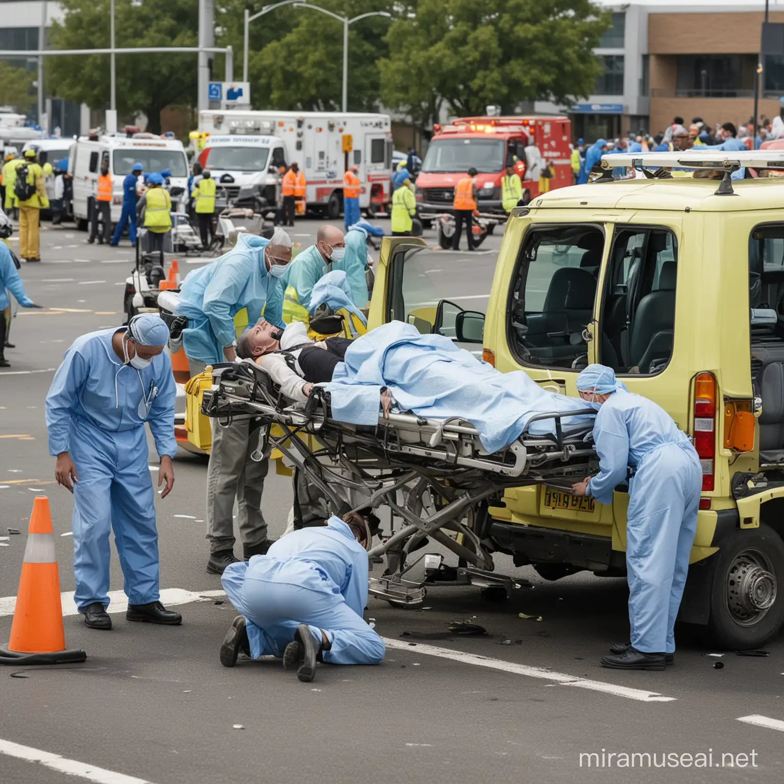  a hospital scene depicting medical personnel treating a crash victim, highlighting the human cost of road traffic accident
