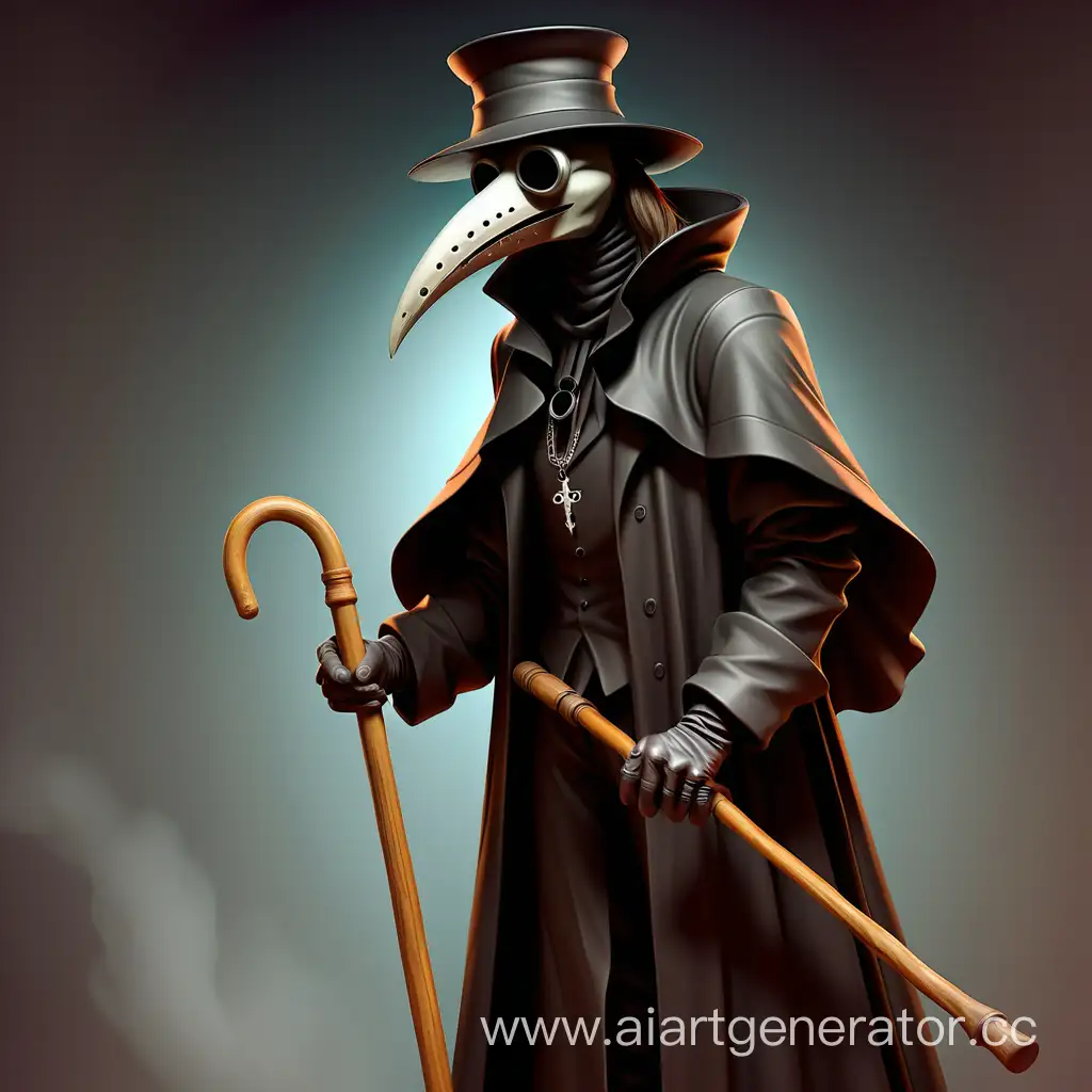 Mysterious-Plague-Doctor-Holding-a-Cane