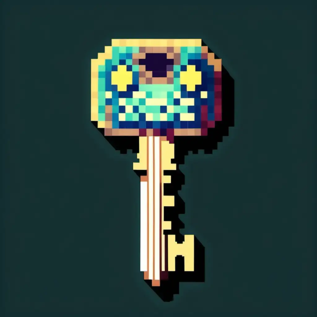 a picture of a key in the style of 8 bit graphics