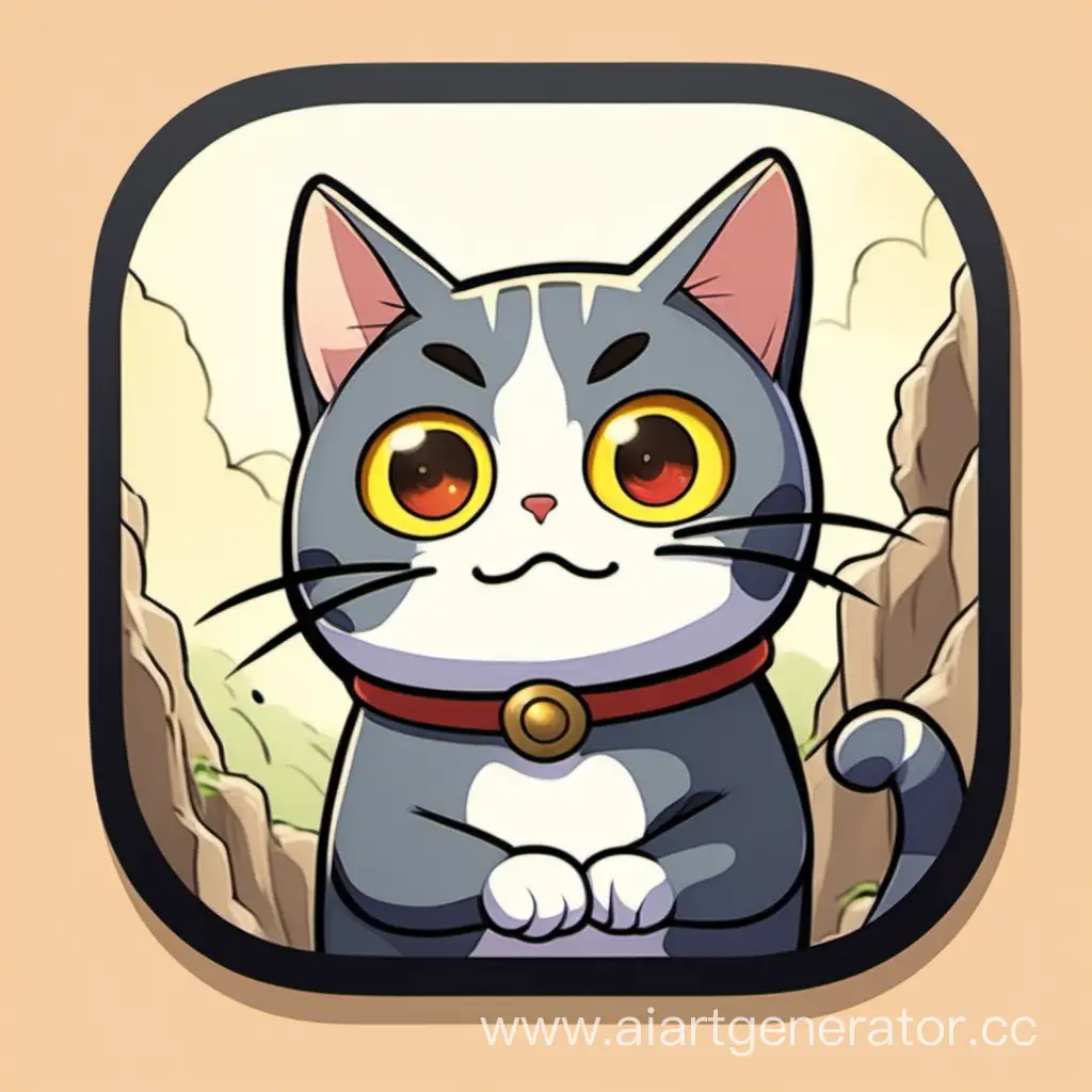 Иконка приложения с нарисованной кошкой в стиле хаял миодзаки