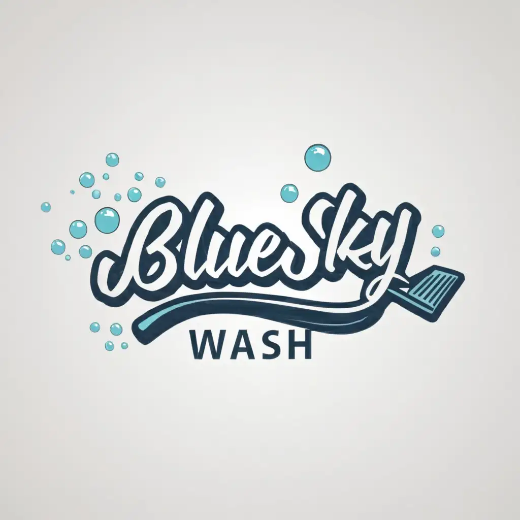 a logo design,with the text "BlueSky Wash", main symbol:squeegee with water droplets,Moderate,clear background