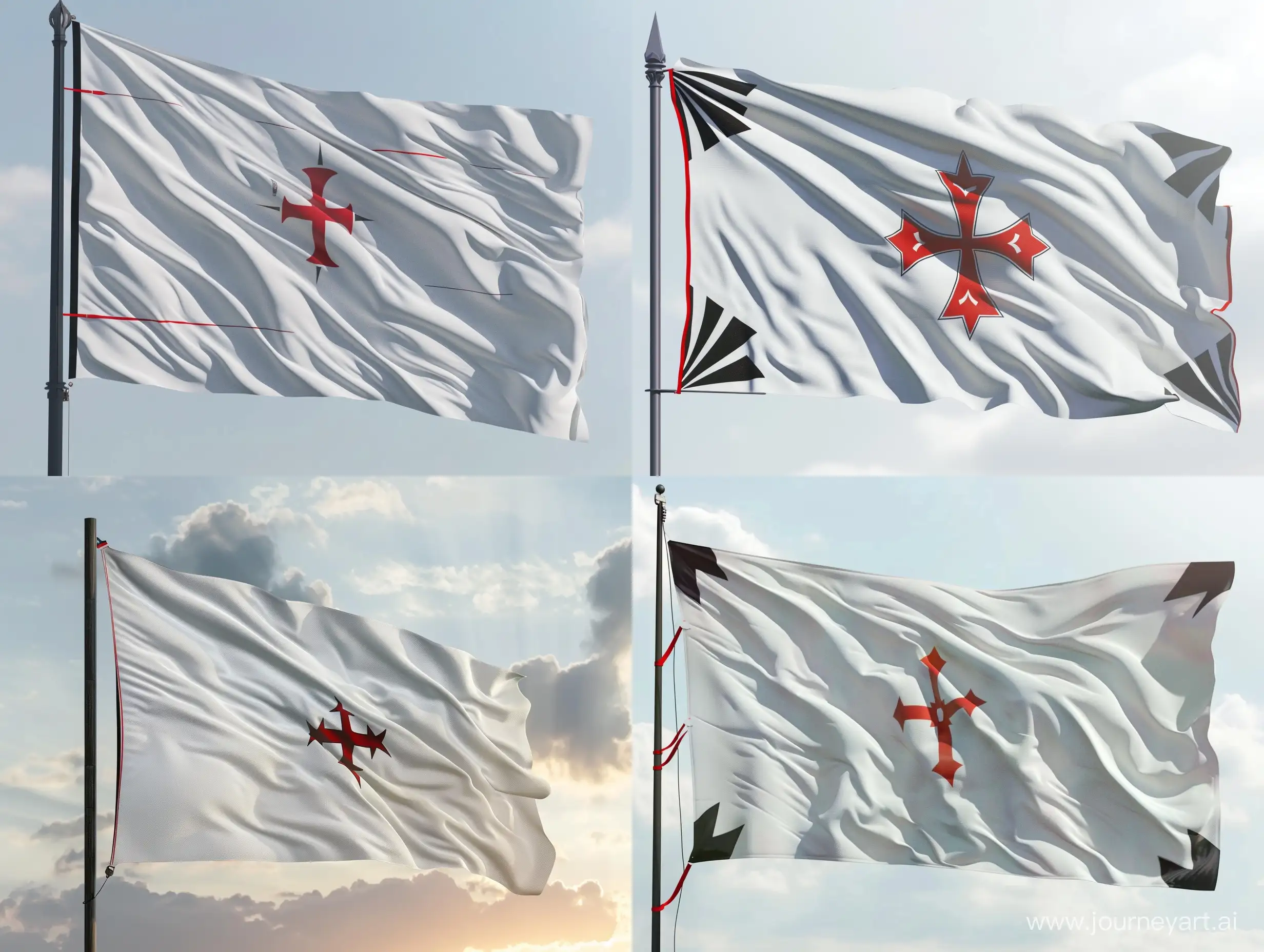 Flag-of-the-Order-of-the-Great-Light-Symbolic-White-Flag-with-Red-Cross-and-Radiating-Black-Corners