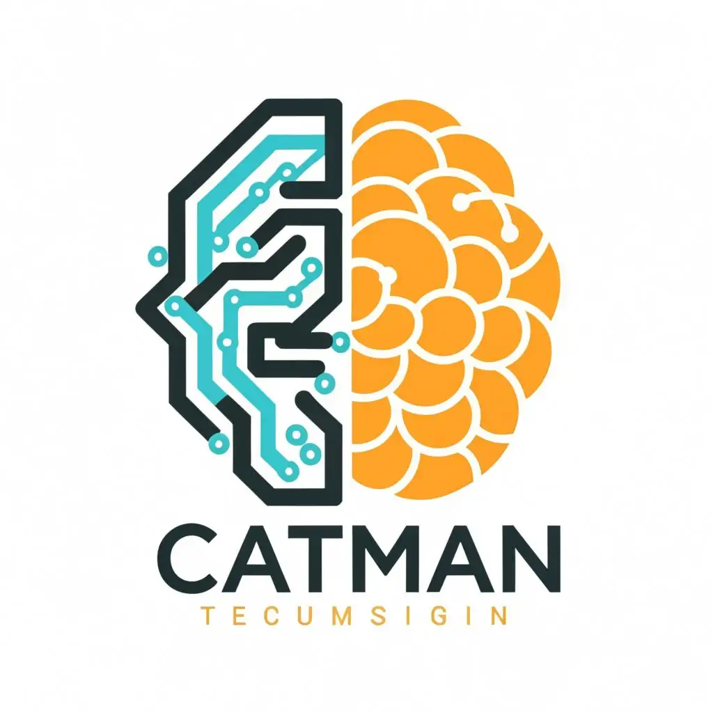 logo, brain, computer, with the text "CatMan", typography, be used in Technology industry