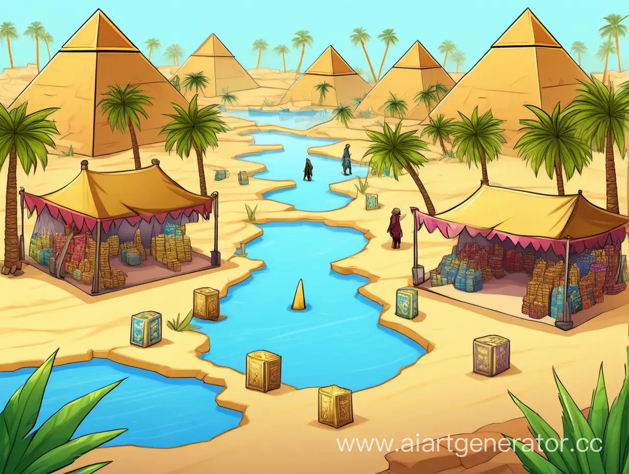 Fantasy-InGame-Currency-Market-Gold-Stall-in-WinterDesert-Landscape