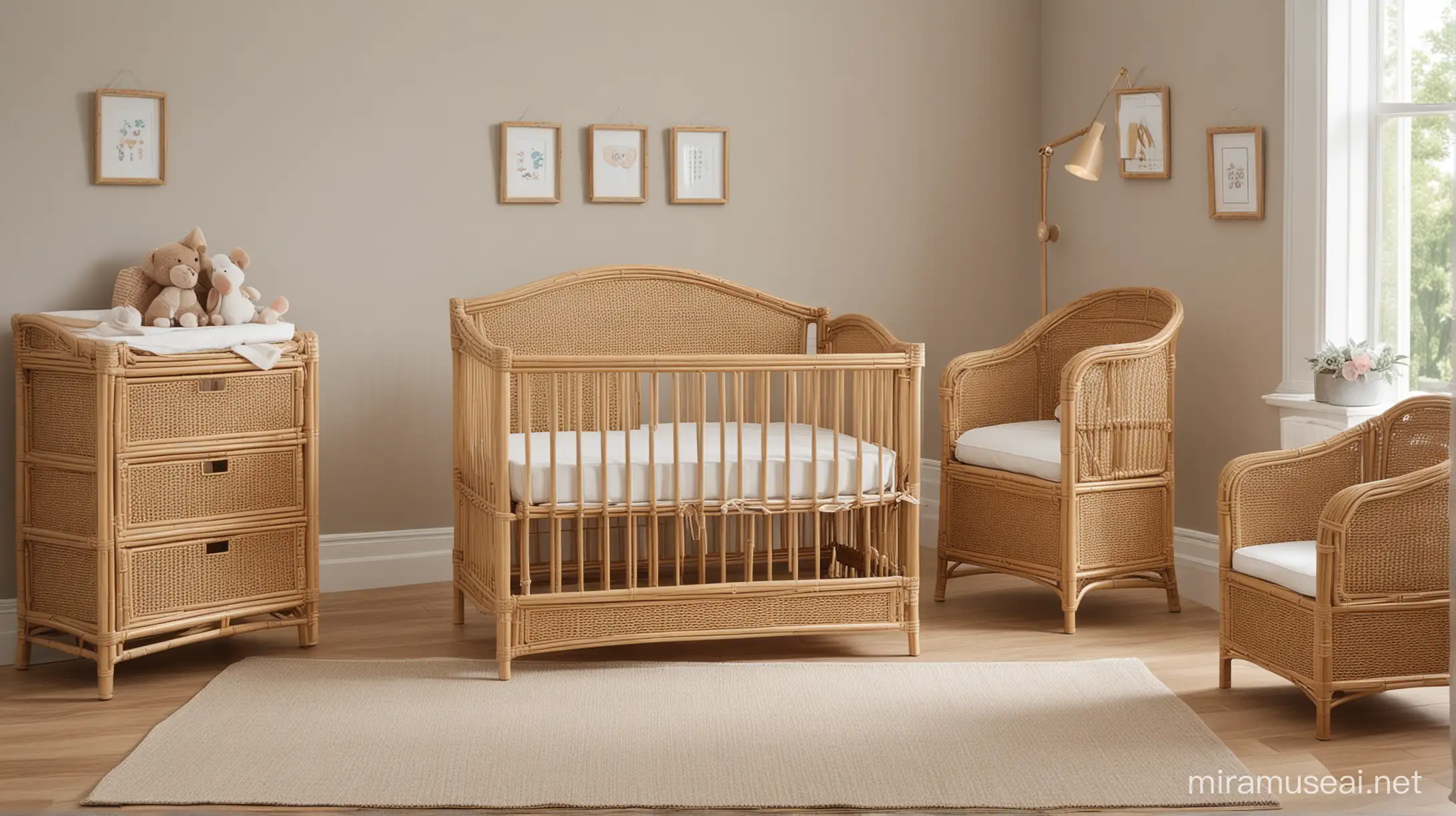 Cozy Nursery Room with Rattan Furniture