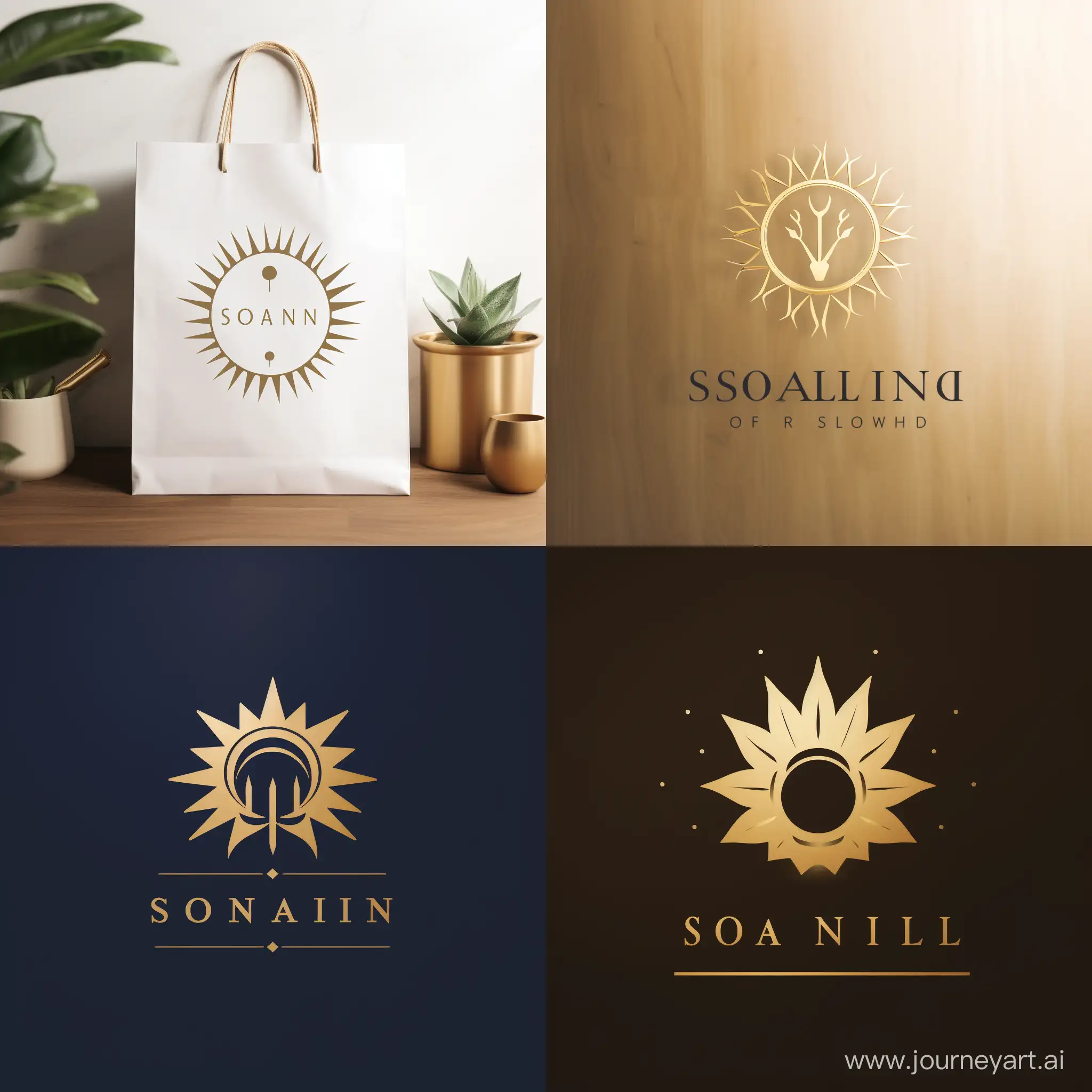 Luxurious-Solani-Shop-Logo-in-Gold-with-Radiant-Sun-Emblem