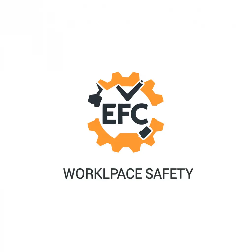 a logo design,with the text "EFC Workplace Safety", main symbol:The logo consists of stylized with the letters "EFC" highlighted in the center, the letters form symbols such as helmet or engineering gear. Below the logo is the inscription “Occupational Safety”. The predominant colors are red and yellow, transmitting energy and vitality. The design suggests protection and security, reflecting the company's area of ​​activity.,Minimalistic,clear background