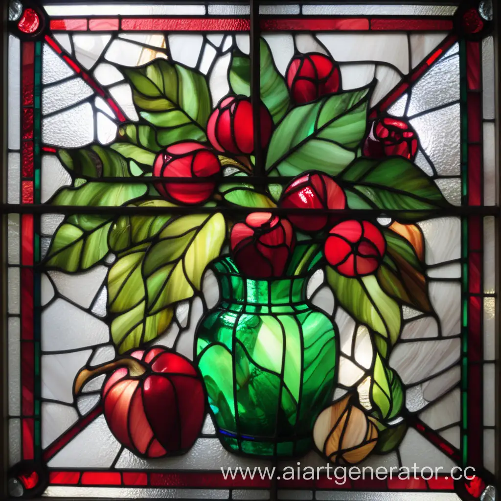 Vibrant-Still-Life-Red-and-Green-Stained-Glass-Artwork