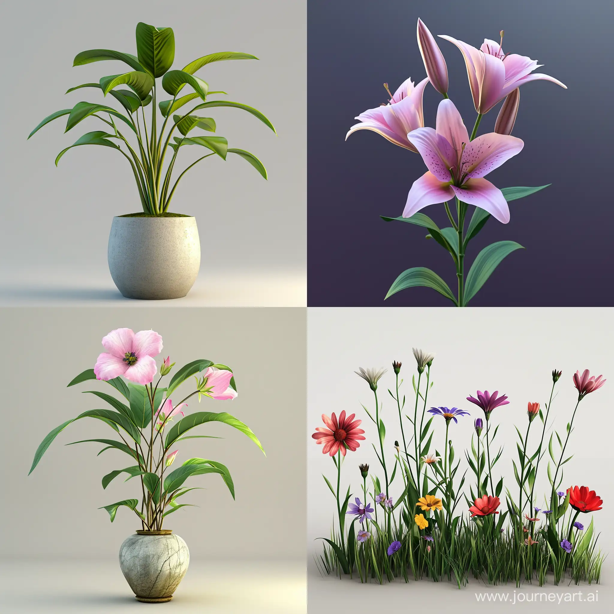 Realistic-3D-Flower-Plant-Model-with-Texturing-Animation