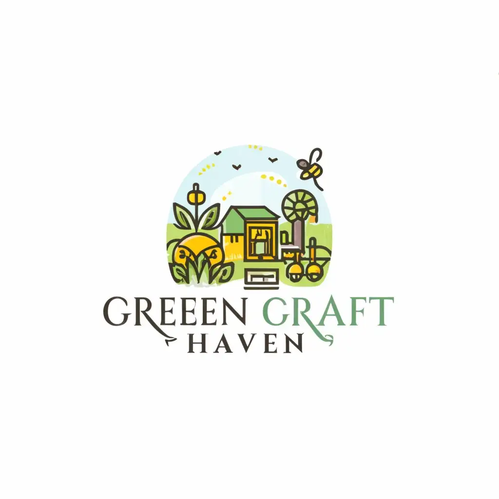 a logo design,with the text "Green Craft Haven", main symbol:Garden, Farm, Apple,Moderate,be used in Home Family industry,clear background