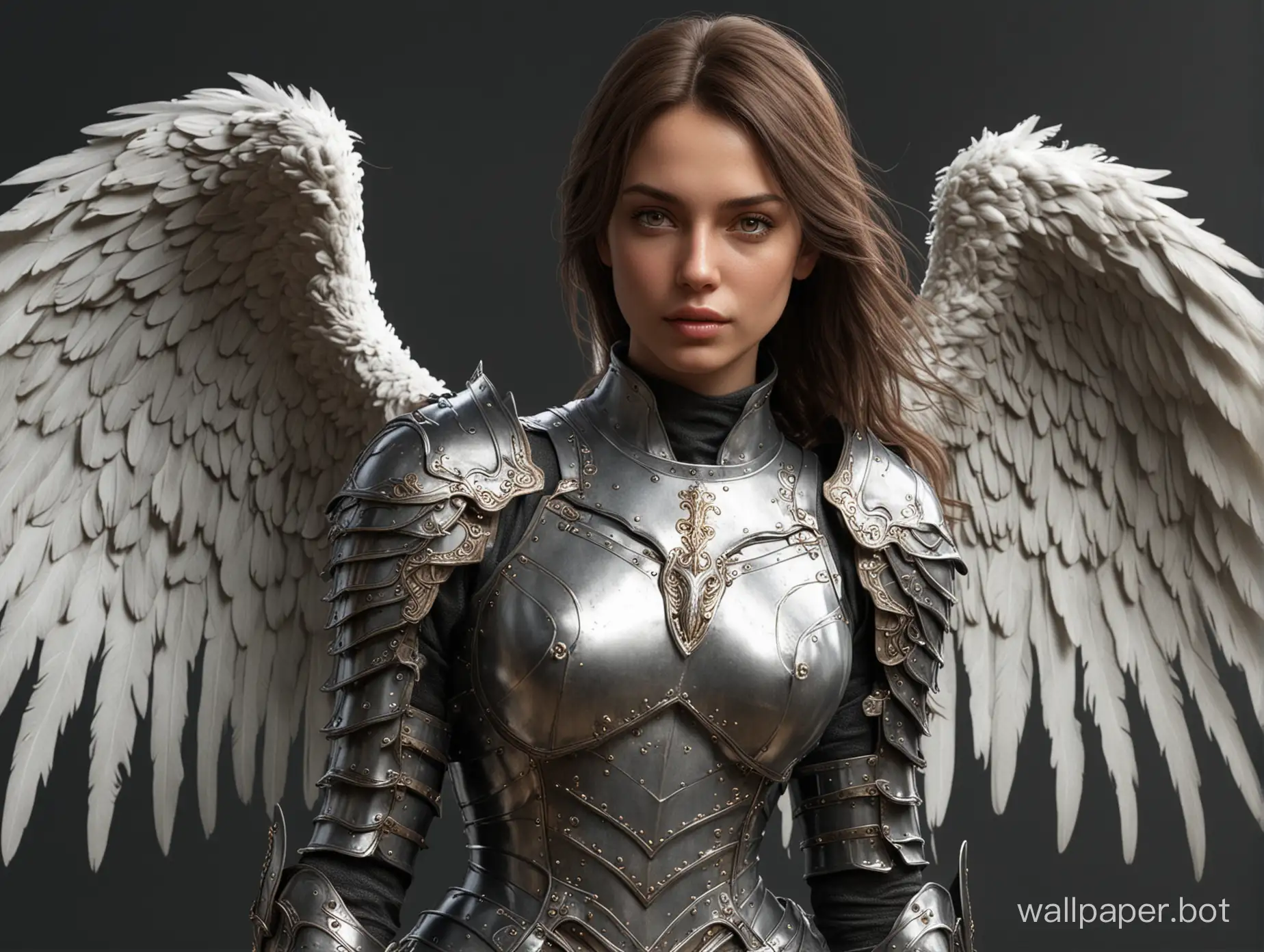 Angel Wings Woman 5120x1440 realistic armored knight