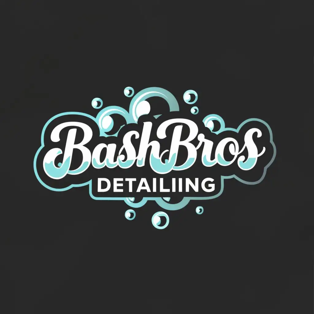 a logo design,with the text 'Bash Bros Detailing', main symbol:Bubbles and clean,Moderate,clear background