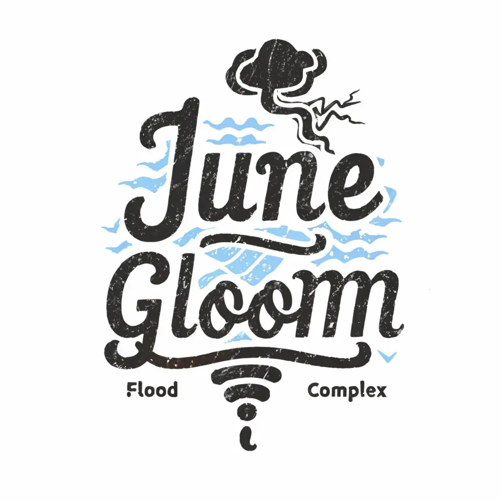 a logo design,with the text "June Gloom", main symbol:tornado, blizzard, flood,complex,be used in Entertainment industry,clear background