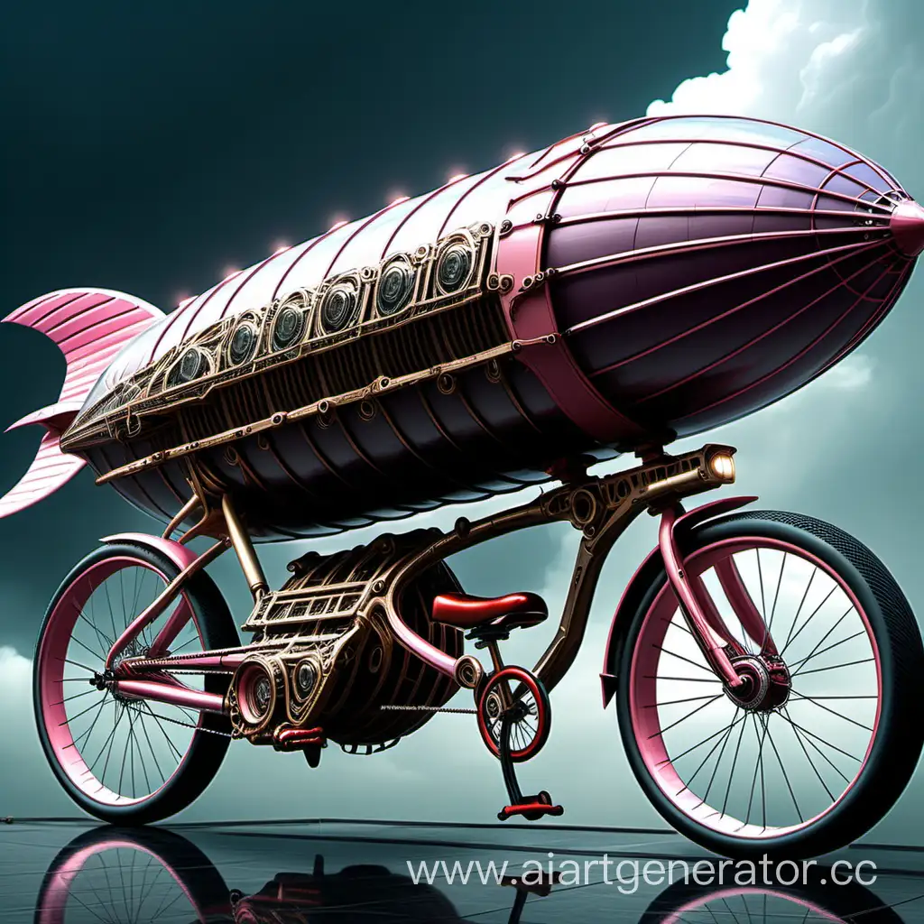 Длинный велосипед киберпанк дирижабль