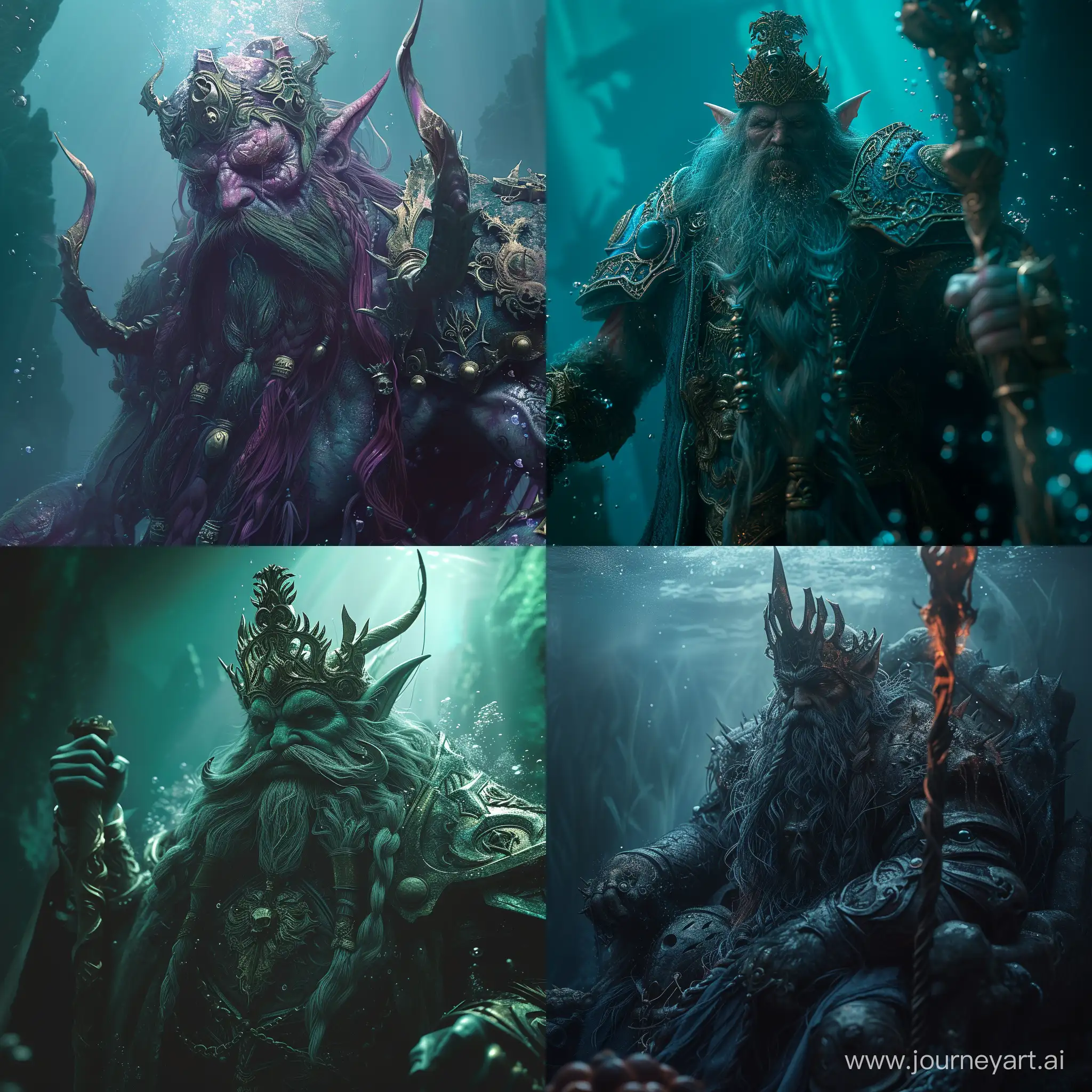 Hipper realistic underwater king, world of warcraft, many details, hd, cinematic, movie quality rendering, epic lighting, photography lighting