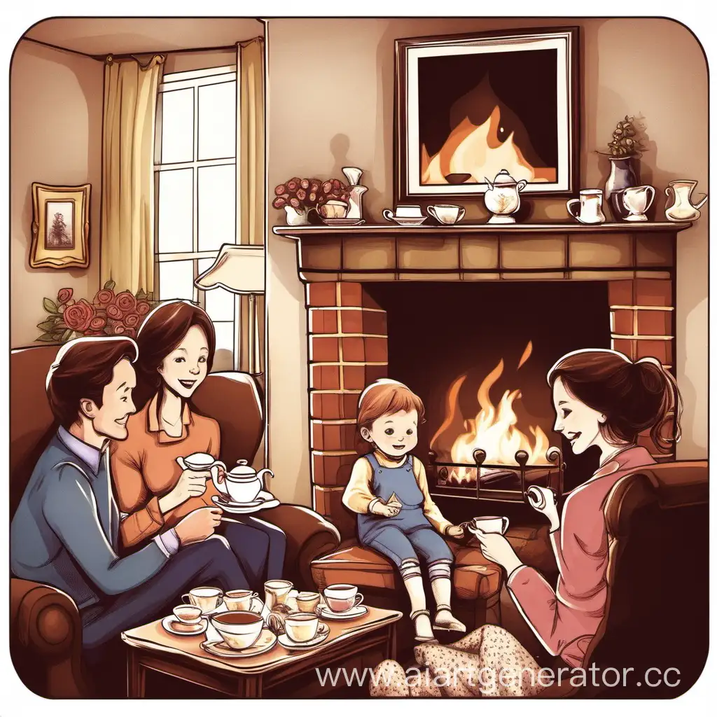 Cozy-English-Tea-Time-by-the-Fireplace-with-Family