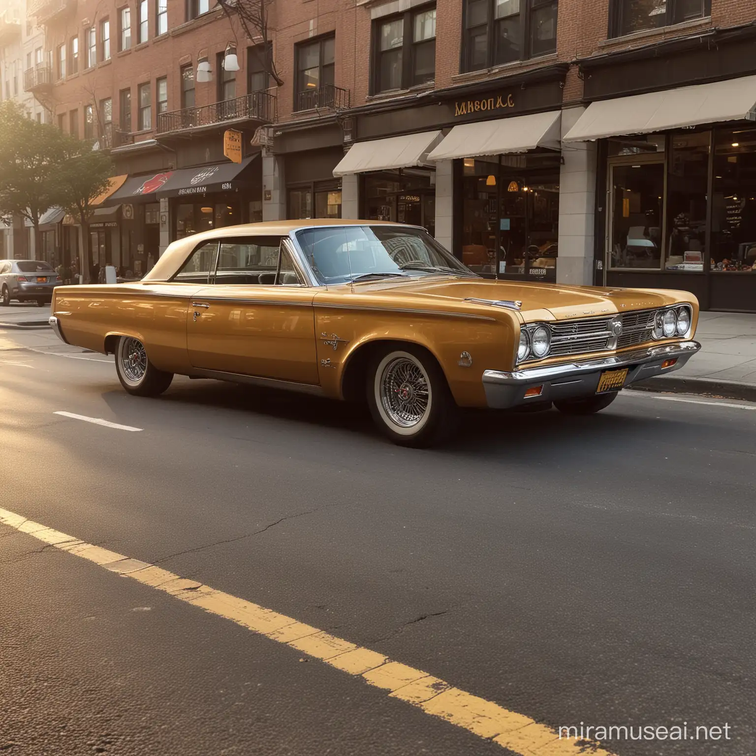 Golden Bronze Plymouth Sport Fury 1964 Parked on New York Street