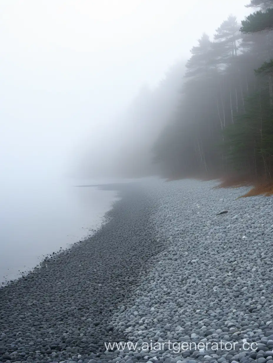 Serene-Misty-Shore-with-Gray-Shingle-and-Distant-Forest-View