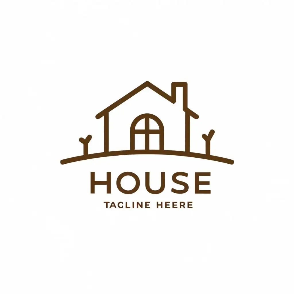 logo, Small country house, white outline, with the text "House", typography, be used in Travel industry