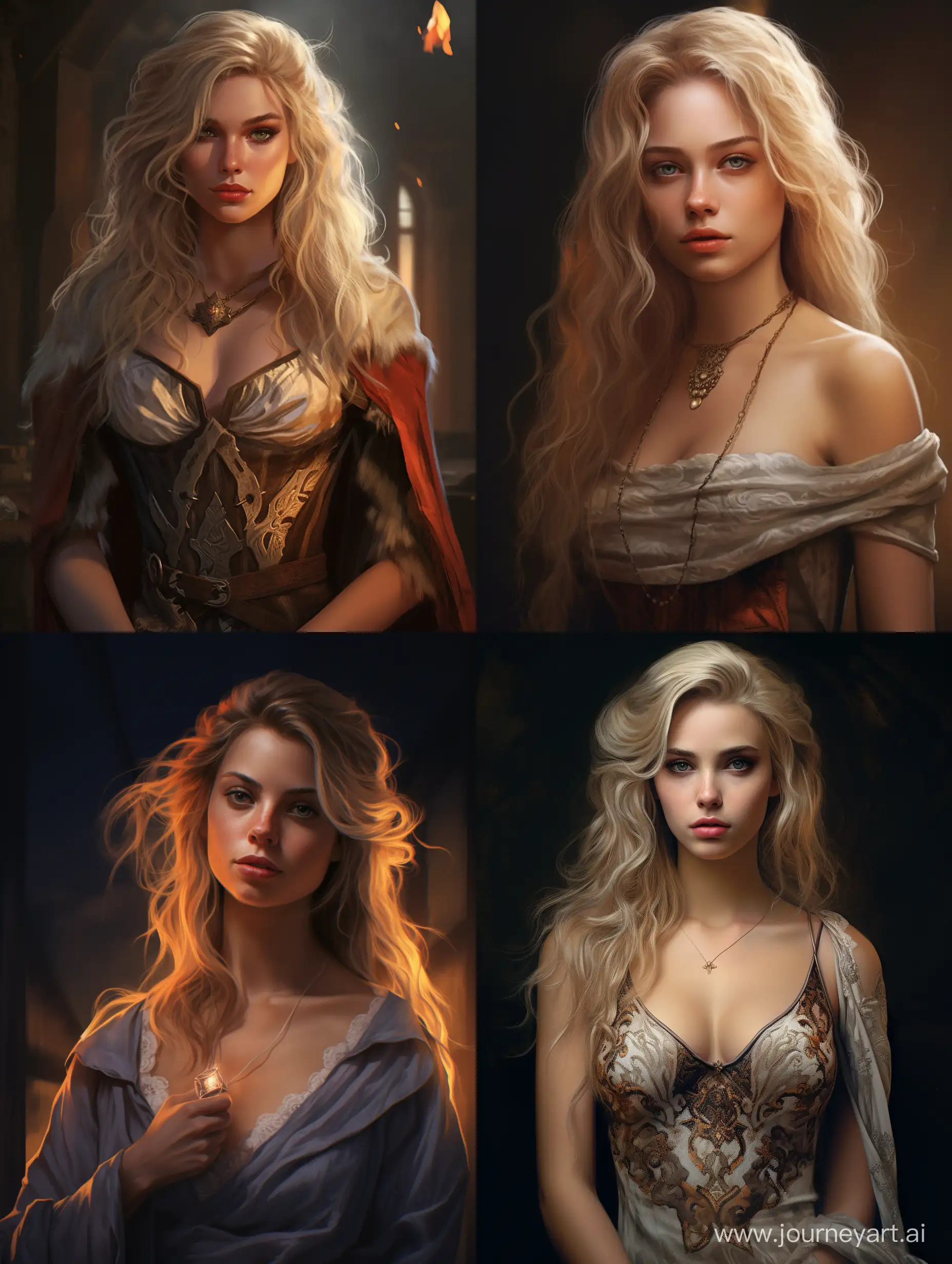 girl, blonde, sorceress, realistic