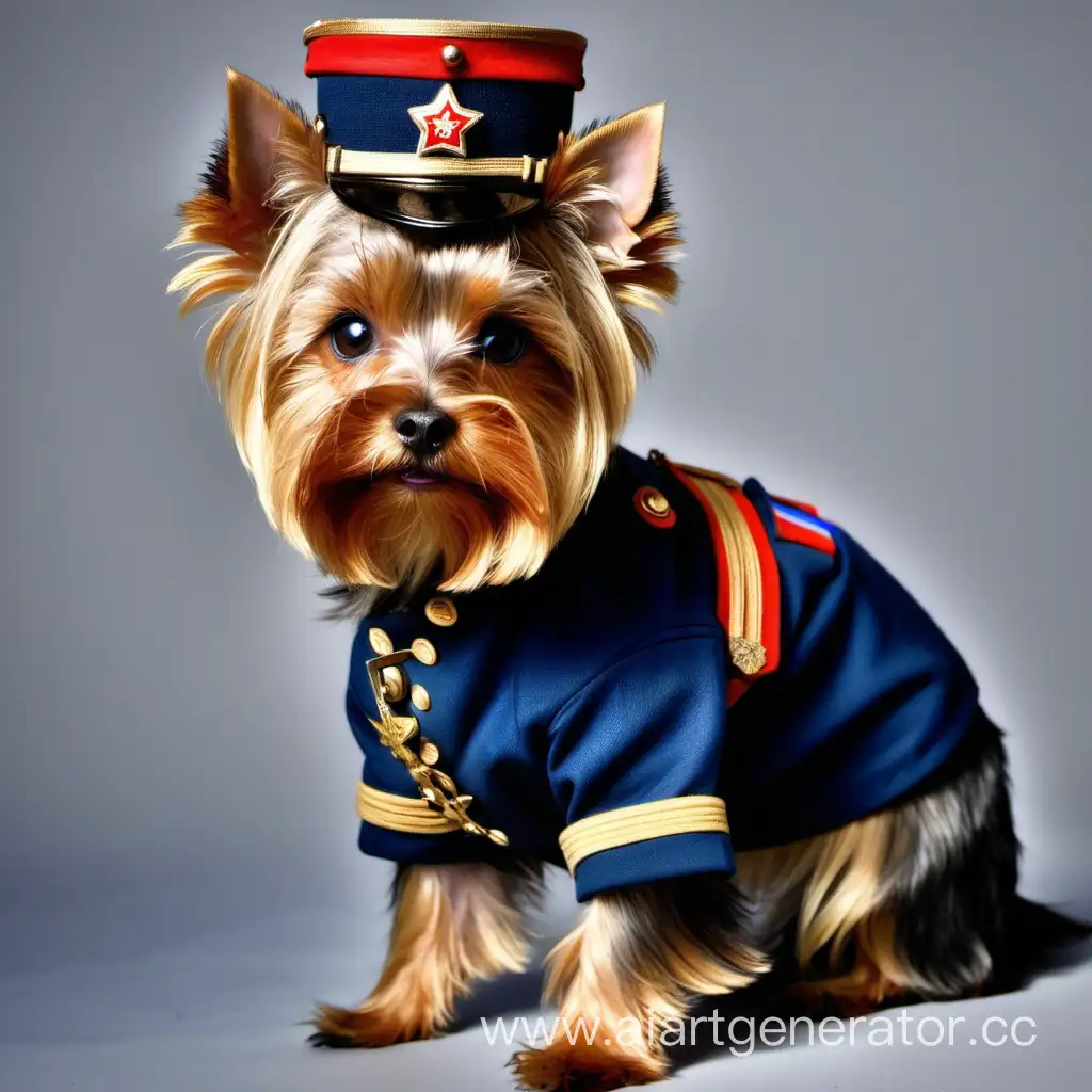 Russian-Signal-Corps-Yorkshire-Terrier-in-Uniform