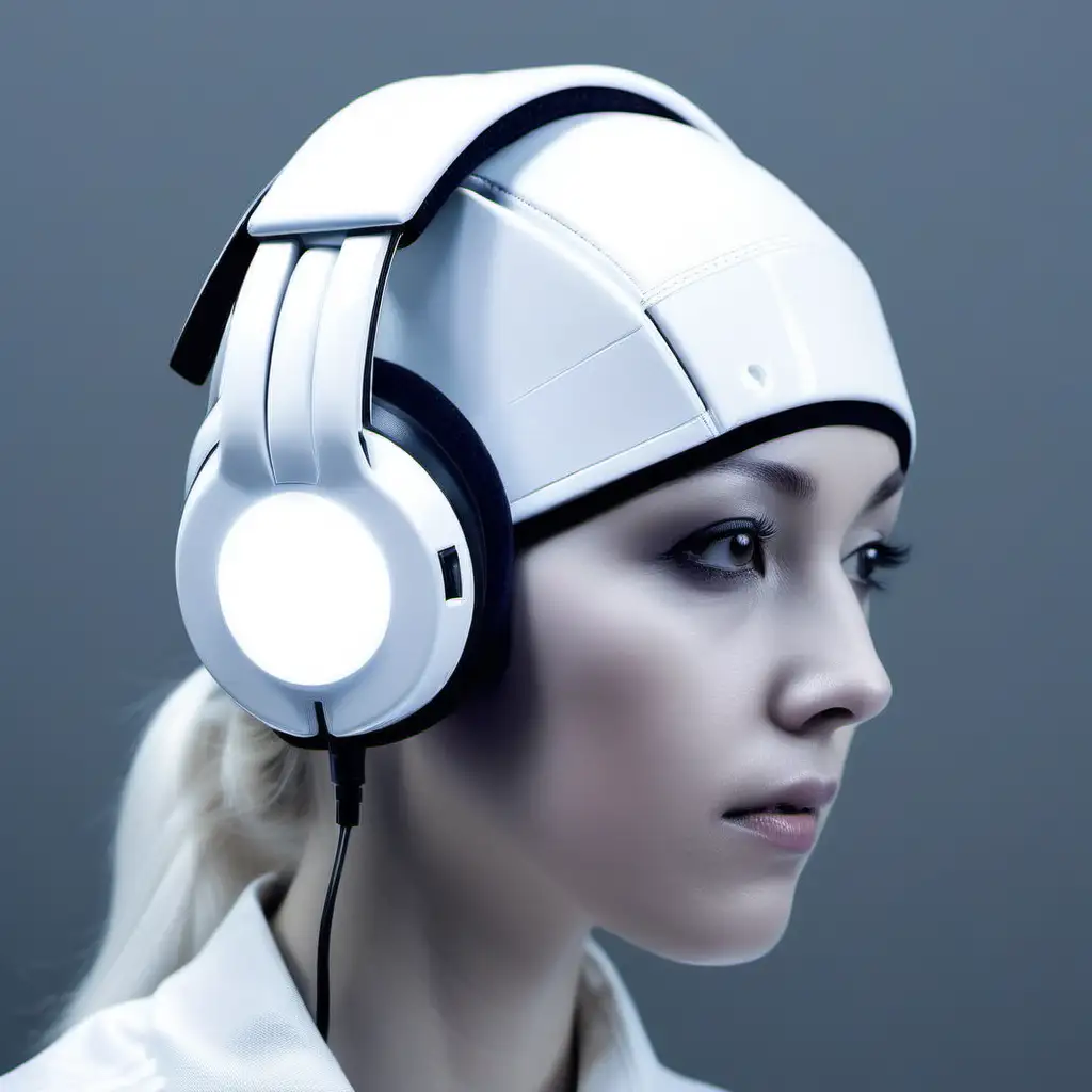 Futuristic White Headphone Caps with Electrostimulation Channels