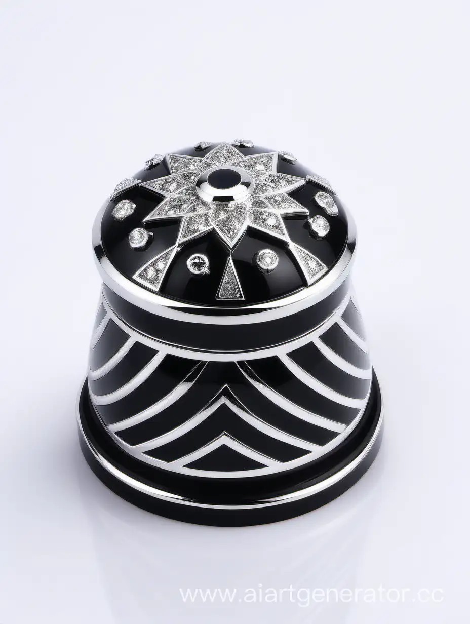 Zamac Perfume decorative ornamental long cap, metallizing finish black and white round diamond on top