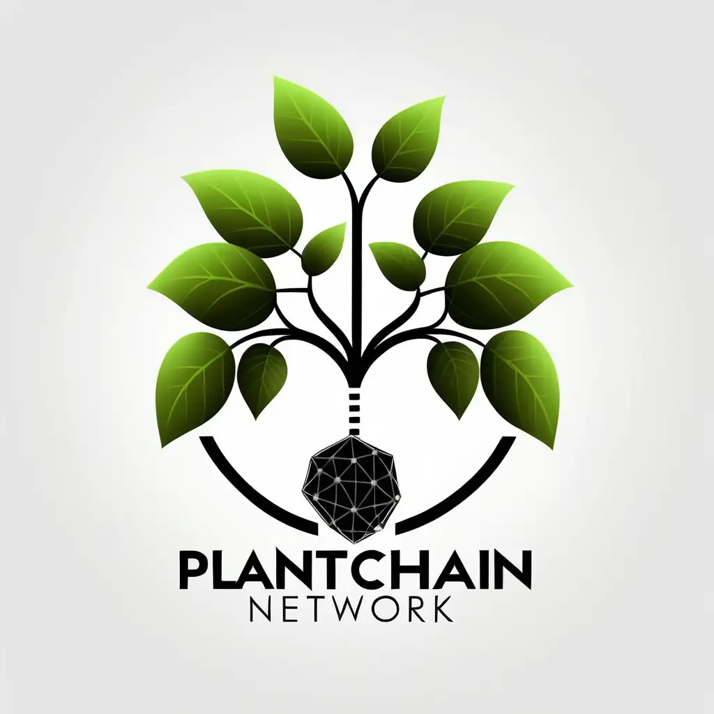 "Plantchain Network" blockchain logo with white background