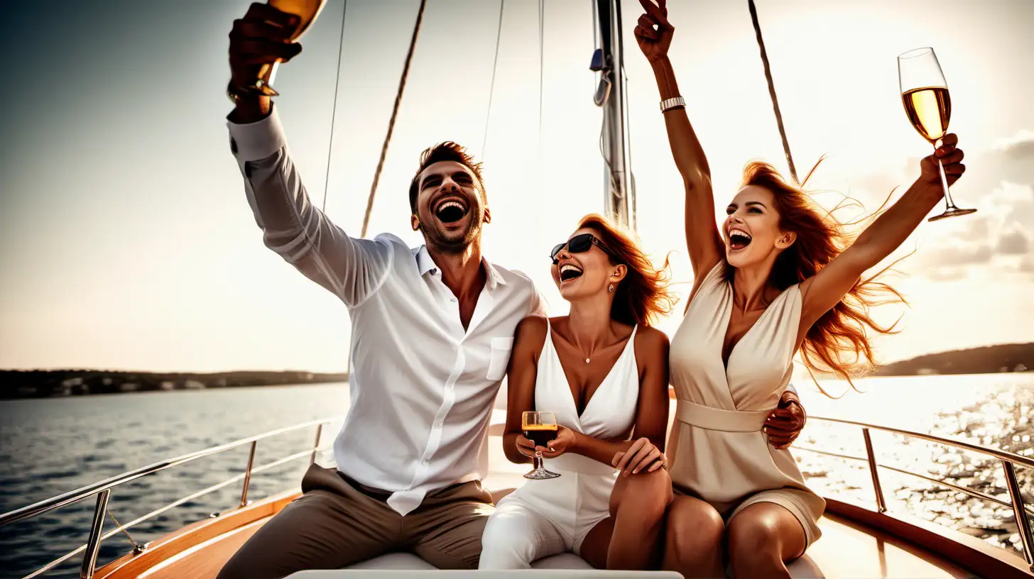 Luxurious Yacht Celebration of Financial Success