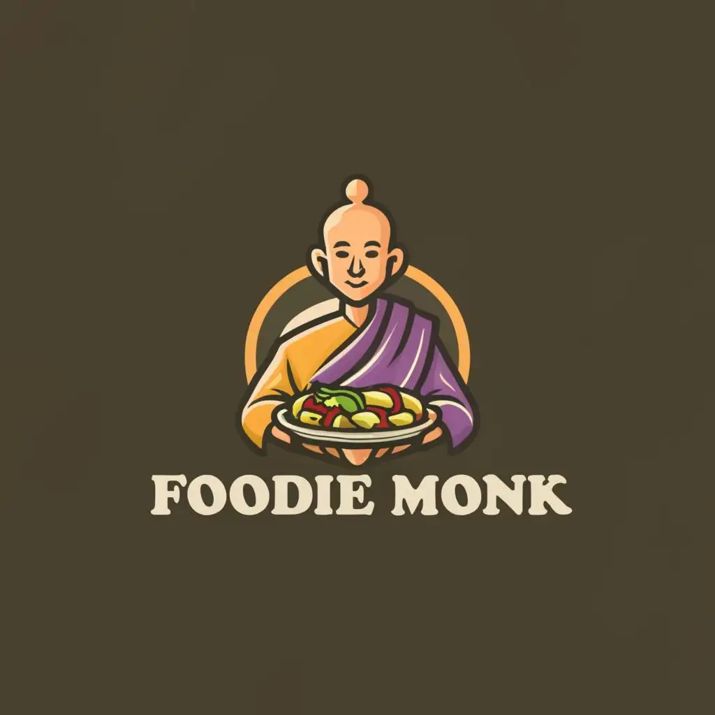 LOGO-Design-for-Foodie-Monk-Appetizing-Food-Icon-with-Modern-Typography-for-Restaurant-Industry