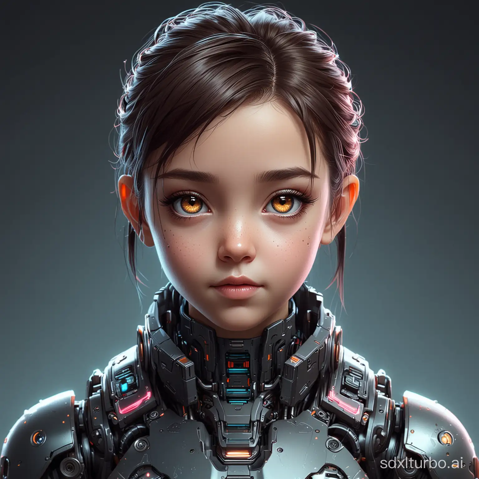 little girl, Cyberpunk style robot avatar, digital style, high quality
