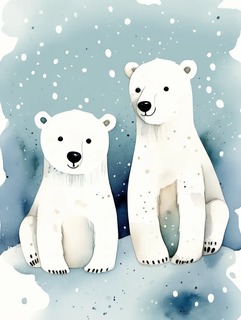 Adorable Minimalistic Watercolor Polar Bears for Nursery Decor