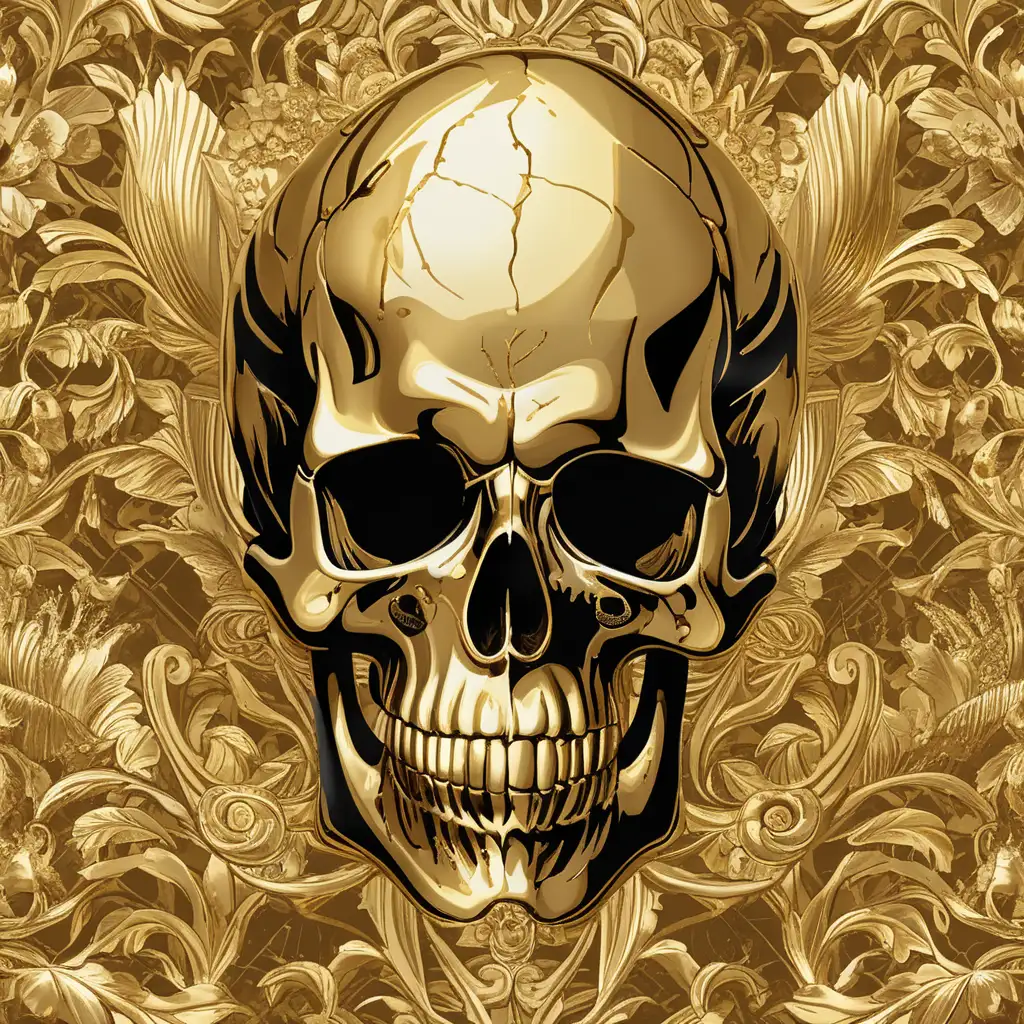 Golden Skull Ornament Luxurious Metallic Art Piece