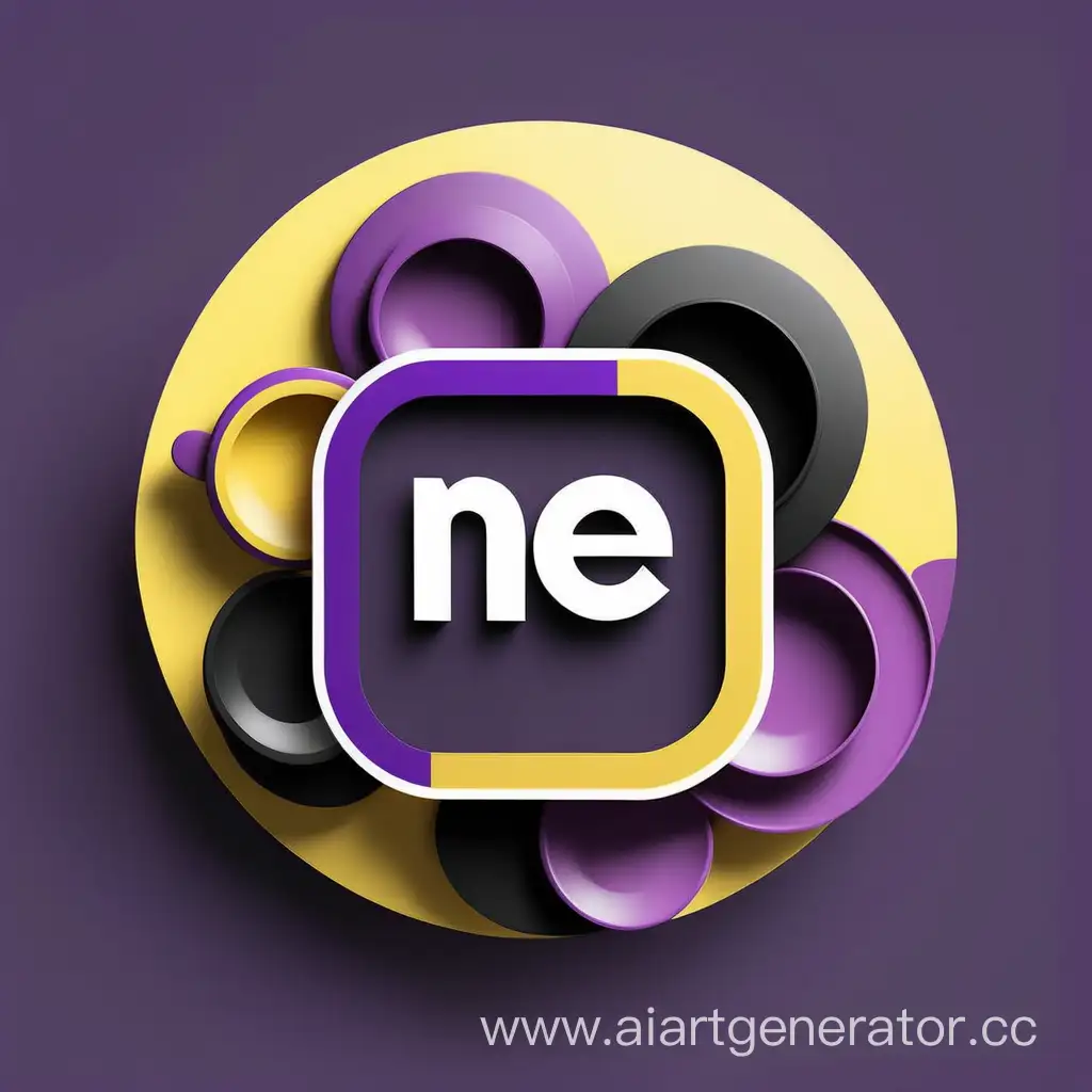 логотип стильное агенство по созданию мероприятий с названием : "ne ' party " для инстаграма
Цвета: Фиолетовый, приятный жёлтый, и чёрно-белый 
Этот логотип должен отображать позитивное настроение и элитность и оригинальность