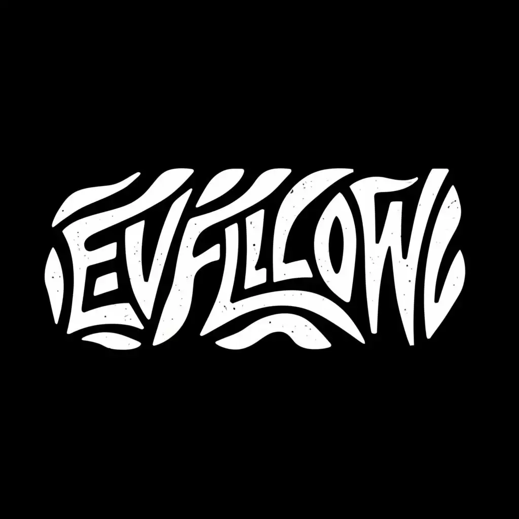 logo, “EvFlow” trippy aesthetic, punk rock style font 
Black and white , with the text "EvFlow", typography, be used in Events industry