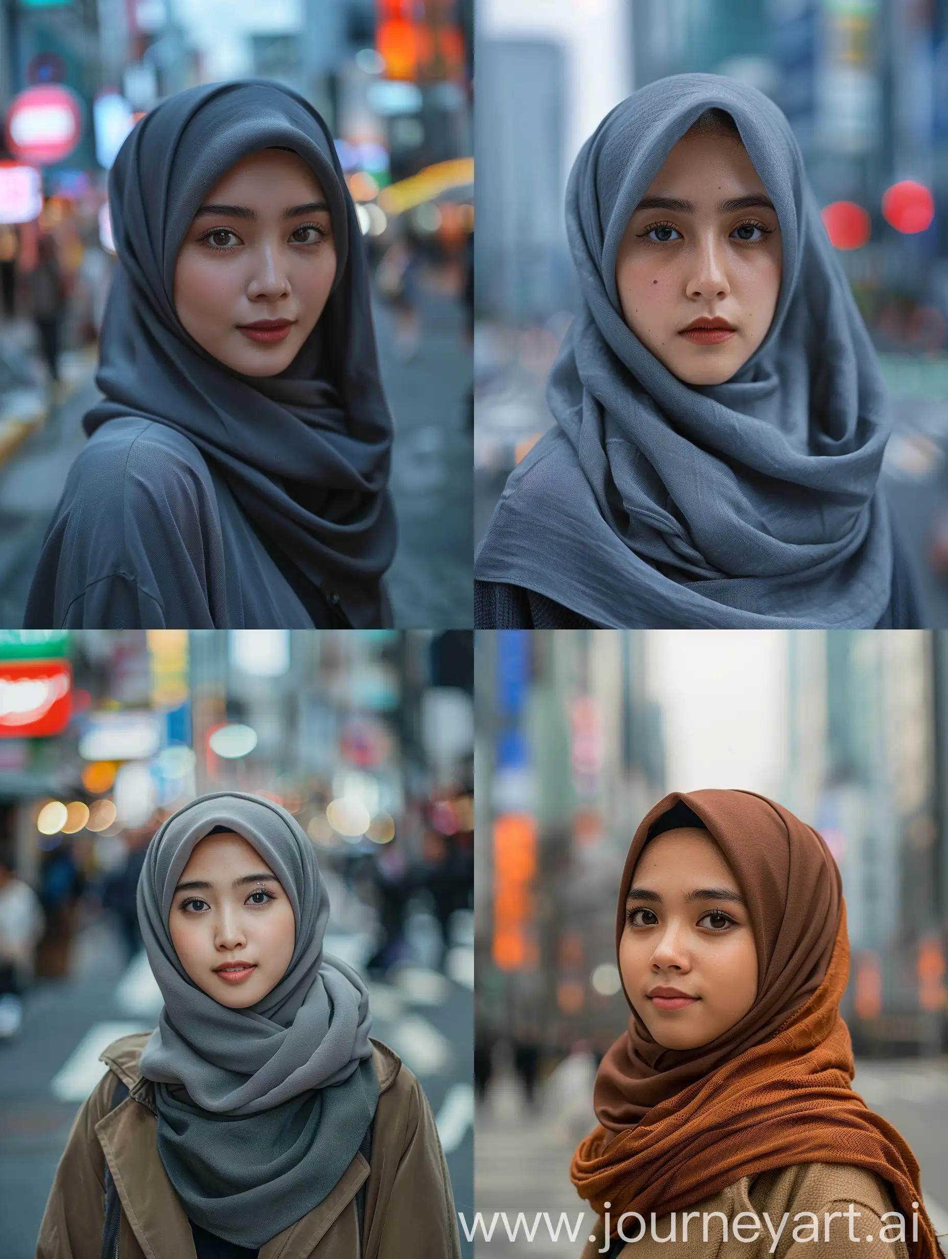 Potret.Tokyo Airbnb Travel And leisure magazine photo, stunning beautiful indonesian girl wearinf hijab, sony A7III, candid, multiple subject, diverse, TikTok, unstock