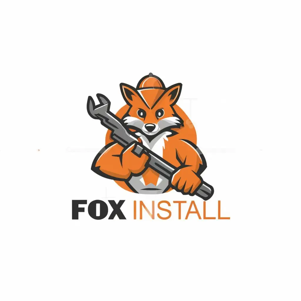a logo design,with the text "Fox Instal", main symbol:A fox with a pipe wrench,Moderate,be used in Construction industry,clear background
