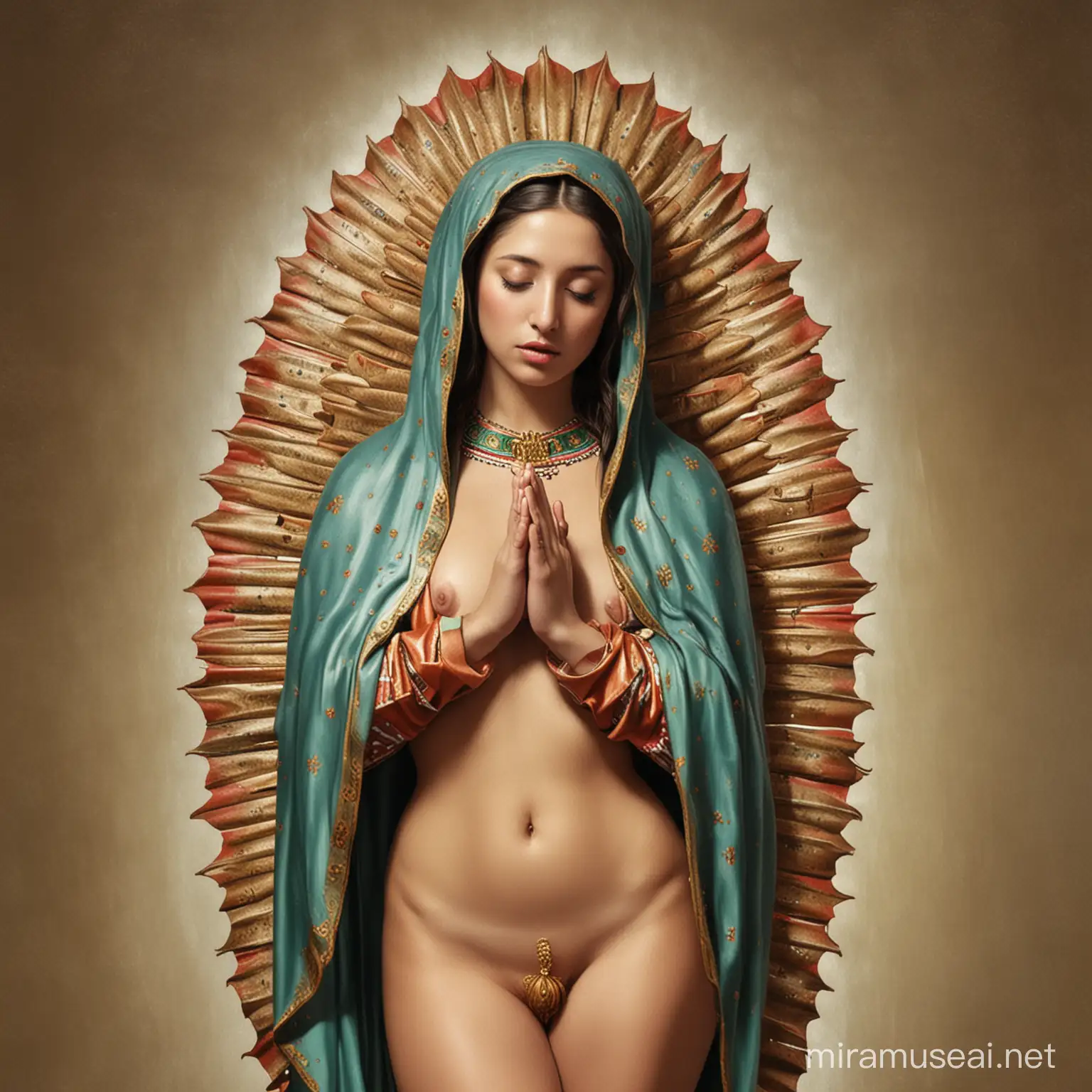 Naked Virgin of Guadalupe in a Serene Landscape