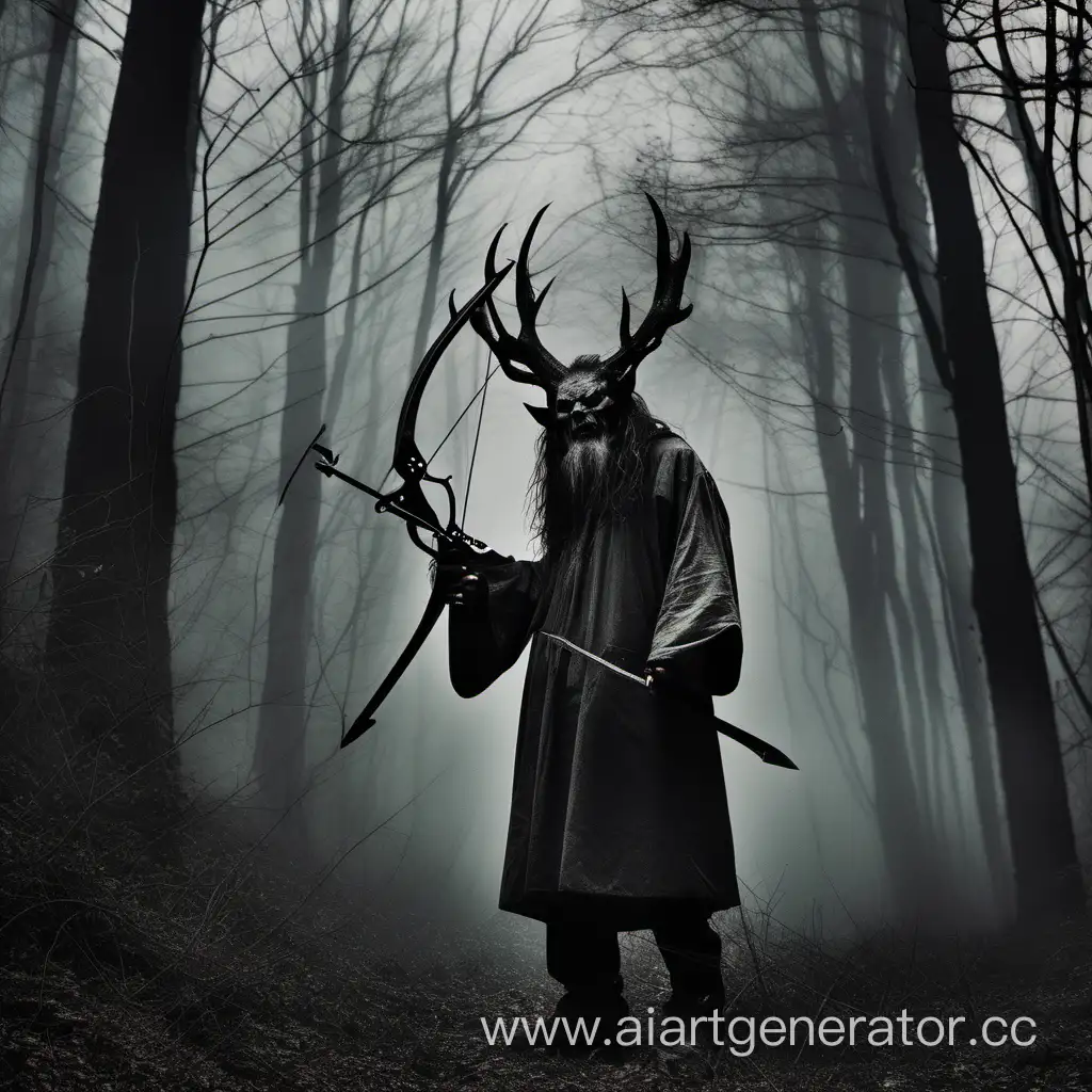 Forest-Hunter-Confronts-Demon-with-Knife-and-Crossbow