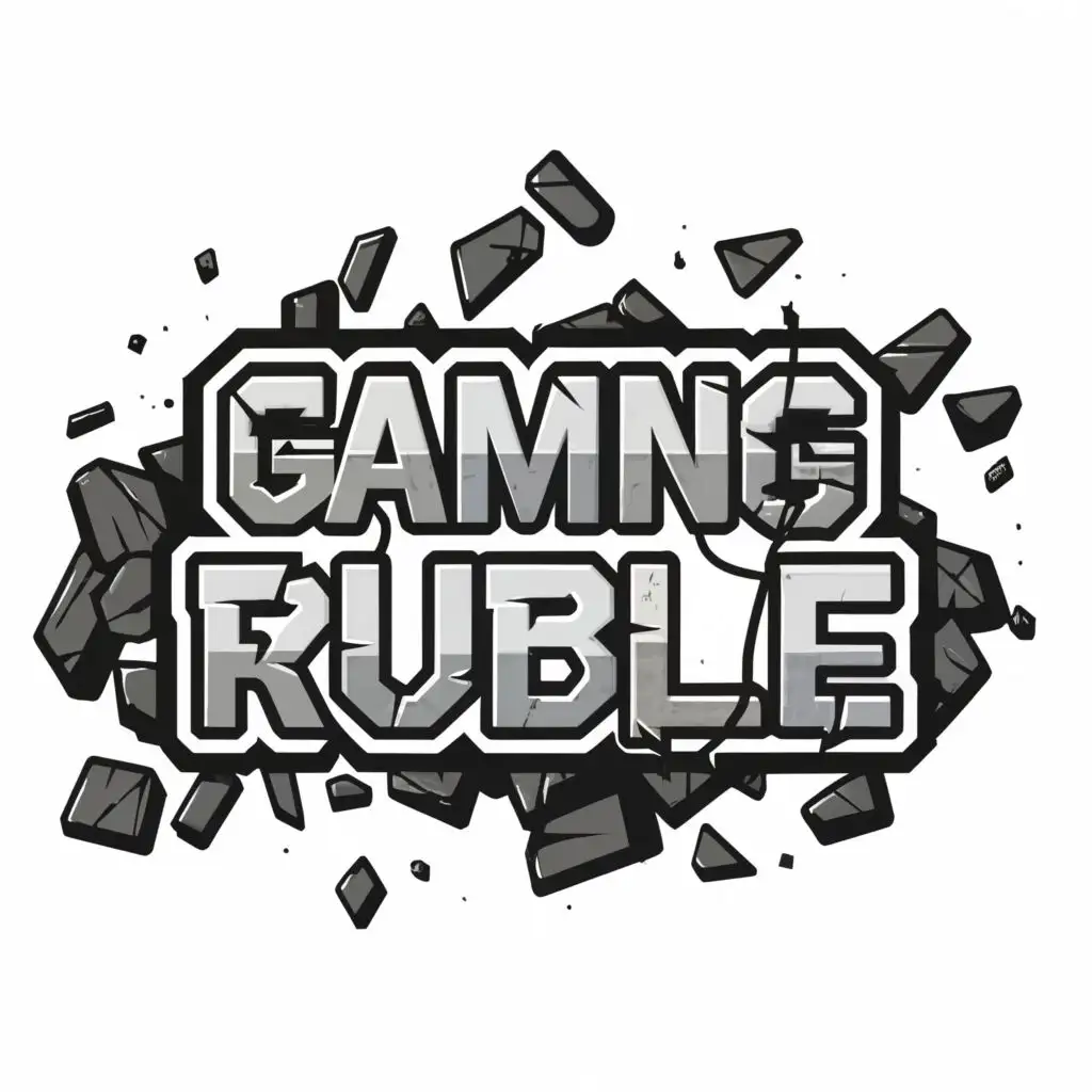 LOGO-Design-for-Gaming-Rubble-Bold-Typography-and-Pixelated-Gaming-Elements-on-a-Clean-Slate