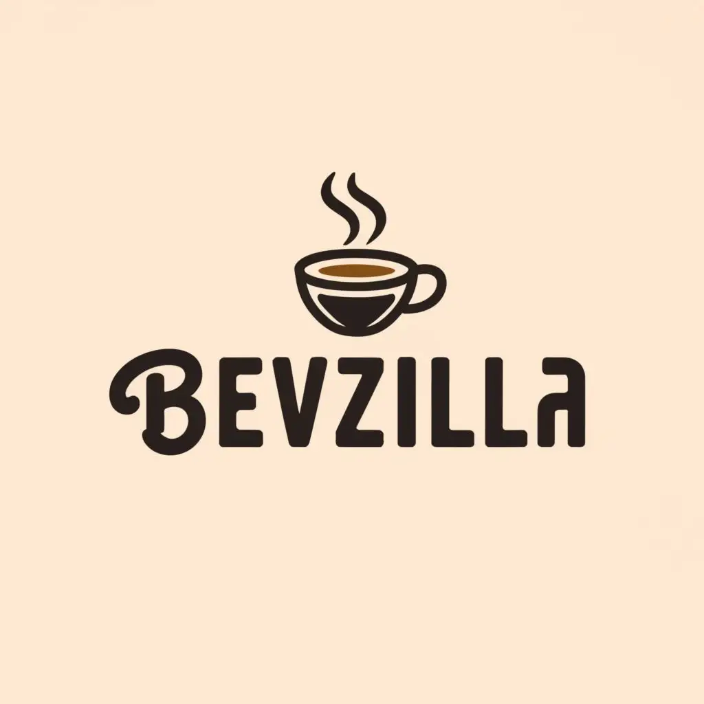 logo, coffee , with the text "bevzilla", typography