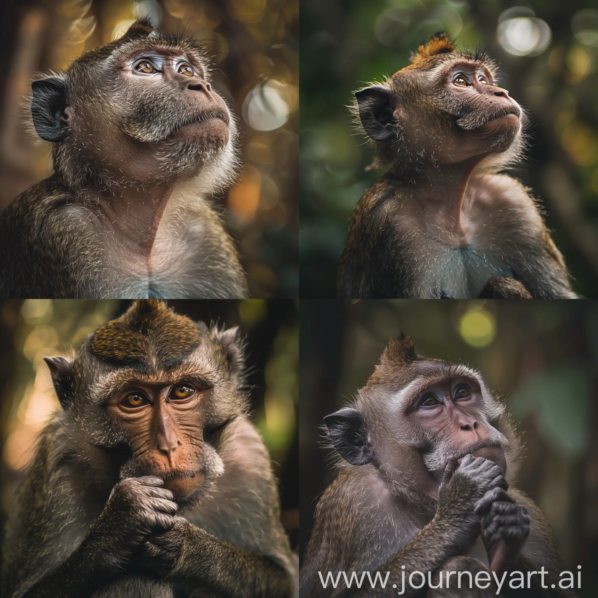 Monkey king looking at humans, 8kphoto, r..16:8, jpeg. Realistic, EOS R50 jpeg 