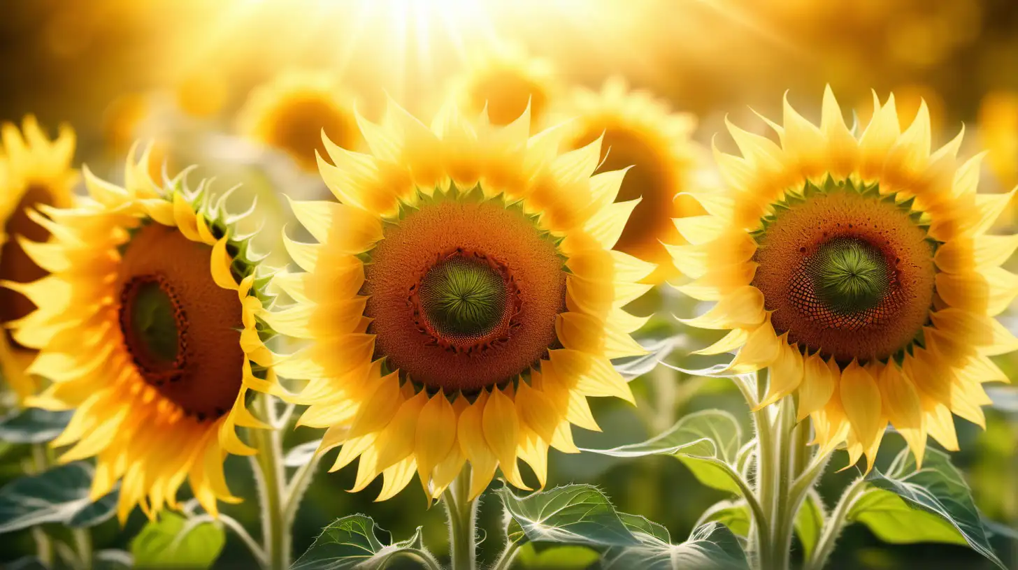 Vibrant Sunflower Garden with Translucent Petals under the Radiant Sun