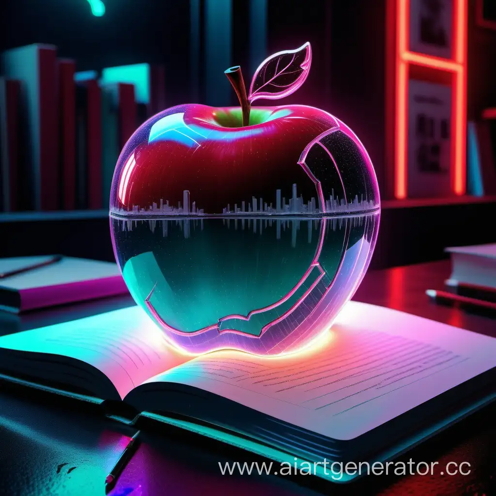 Enchanted-Ice-Apple-with-Glowing-Cityscape-Inside-on-Neon-Background