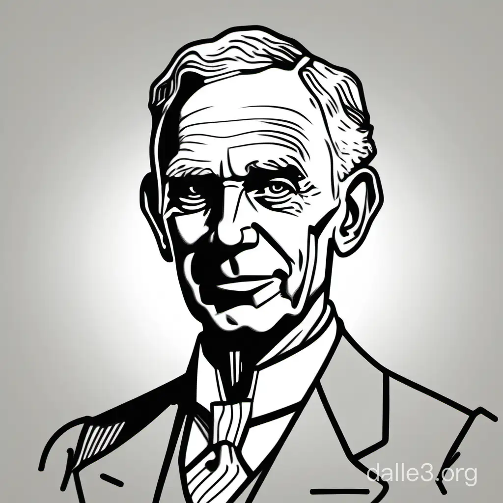 Henry Ford Portrait Line Art Tribute to the Pioneer of Automotive ...